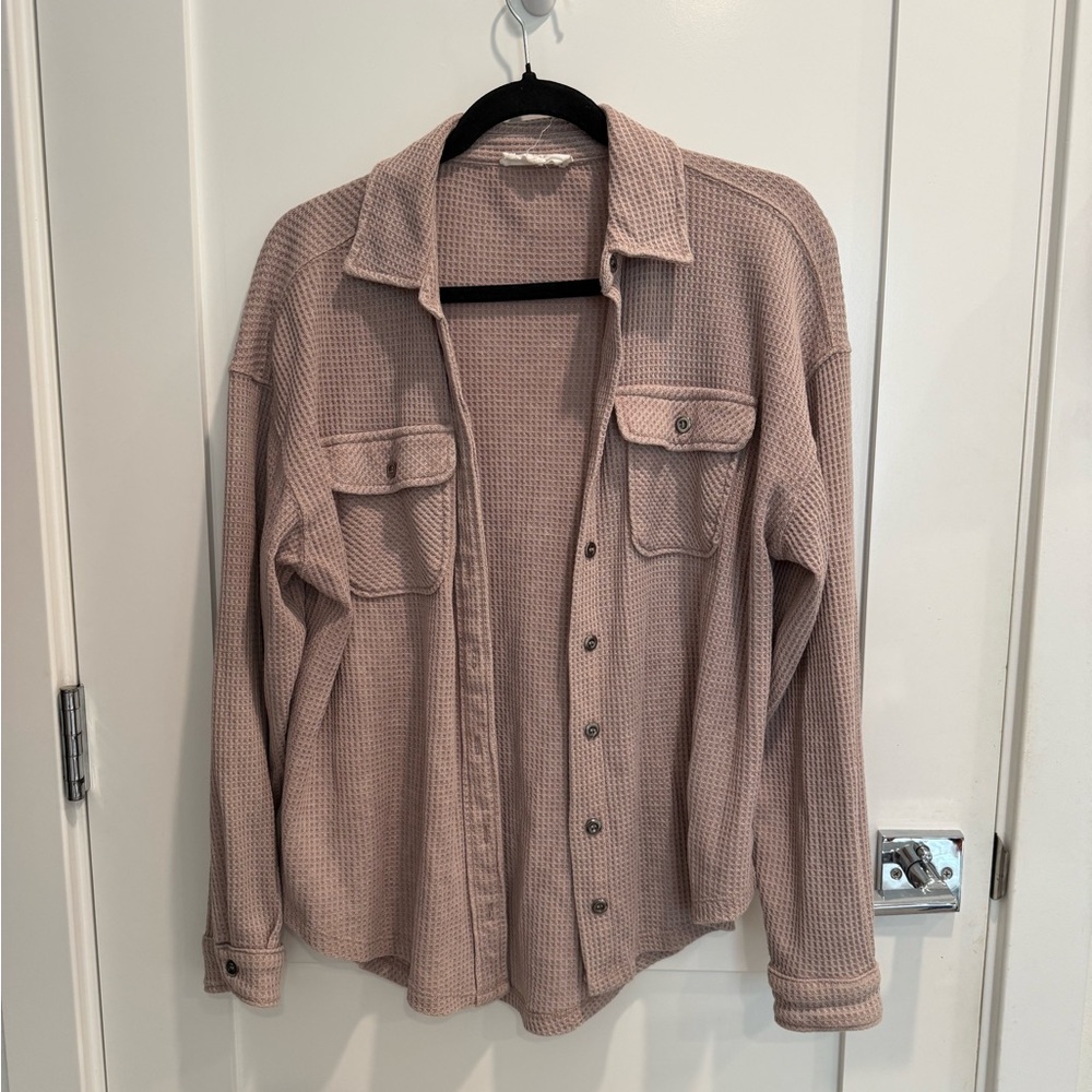 Mauve Waffle Knit Shacket